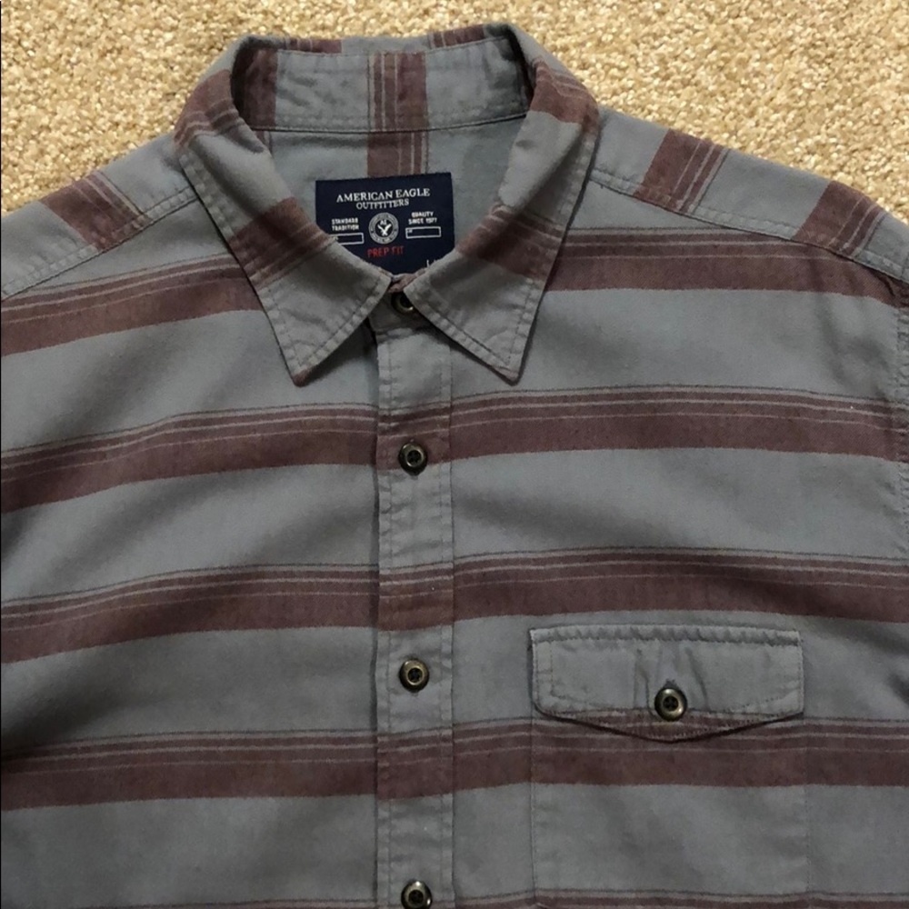 American Eagle Prep Fit Button Down Large - image 3